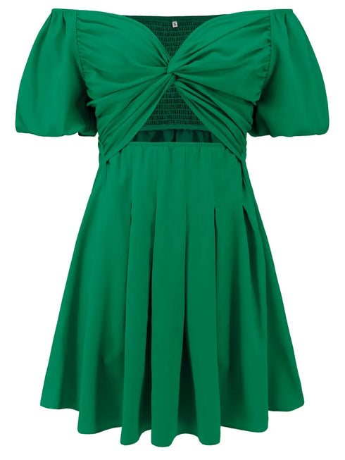 'Zaira' Cutout Twisted Off-Shoulder Short Sleeve Mini Dress - Celes Fashion